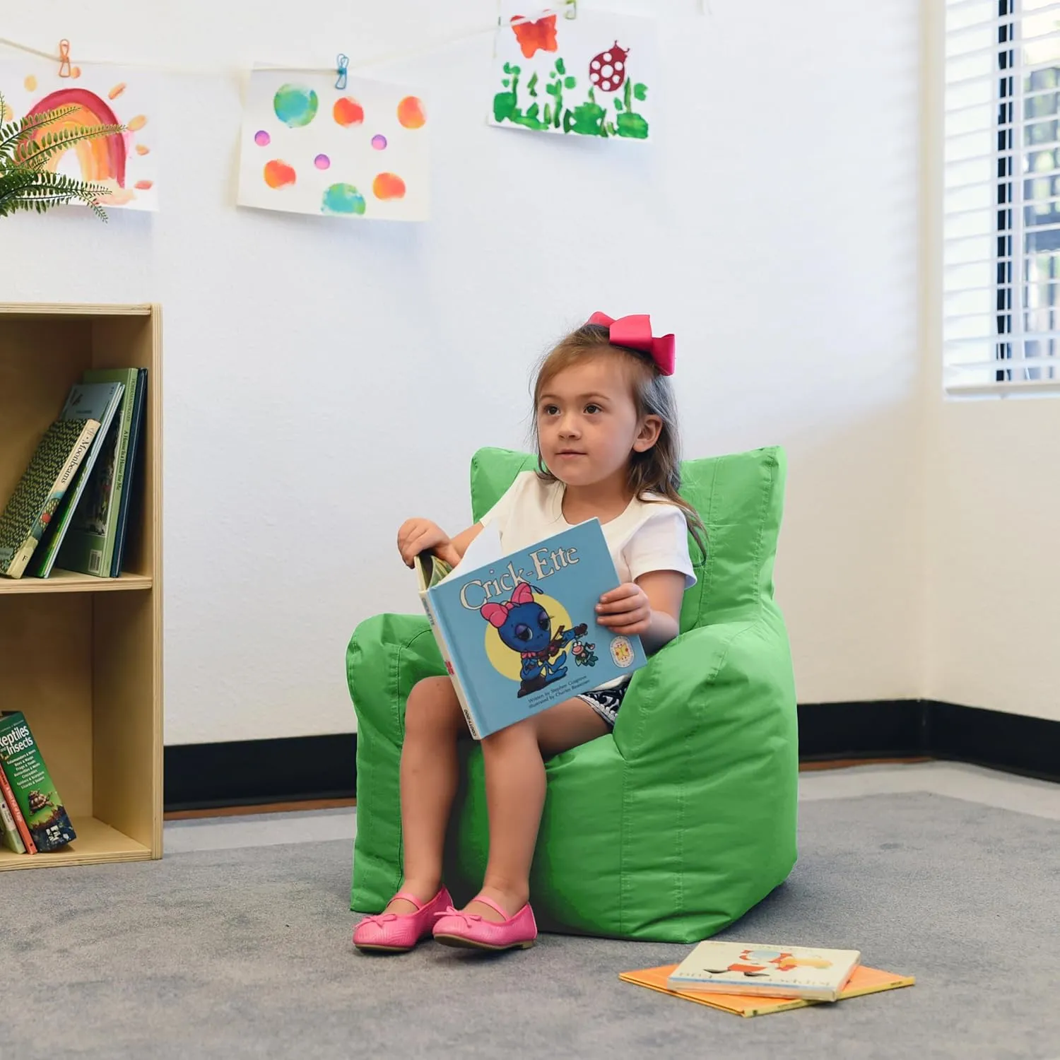 Factory Direct Partners 10483-GG Cali Little Bear Sack Bean Bag Chair, Dirt-Resistant Coated Oxford Fabric - Grassy Green