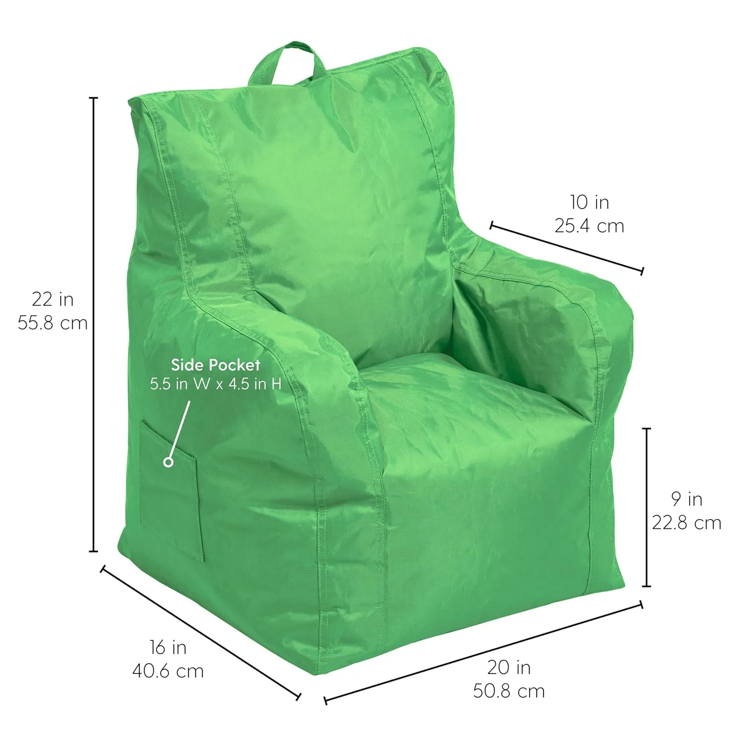 Factory Direct Partners 10483-GG Cali Little Bear Sack Bean Bag Chair, Dirt-Resistant Coated Oxford Fabric - Grassy Green