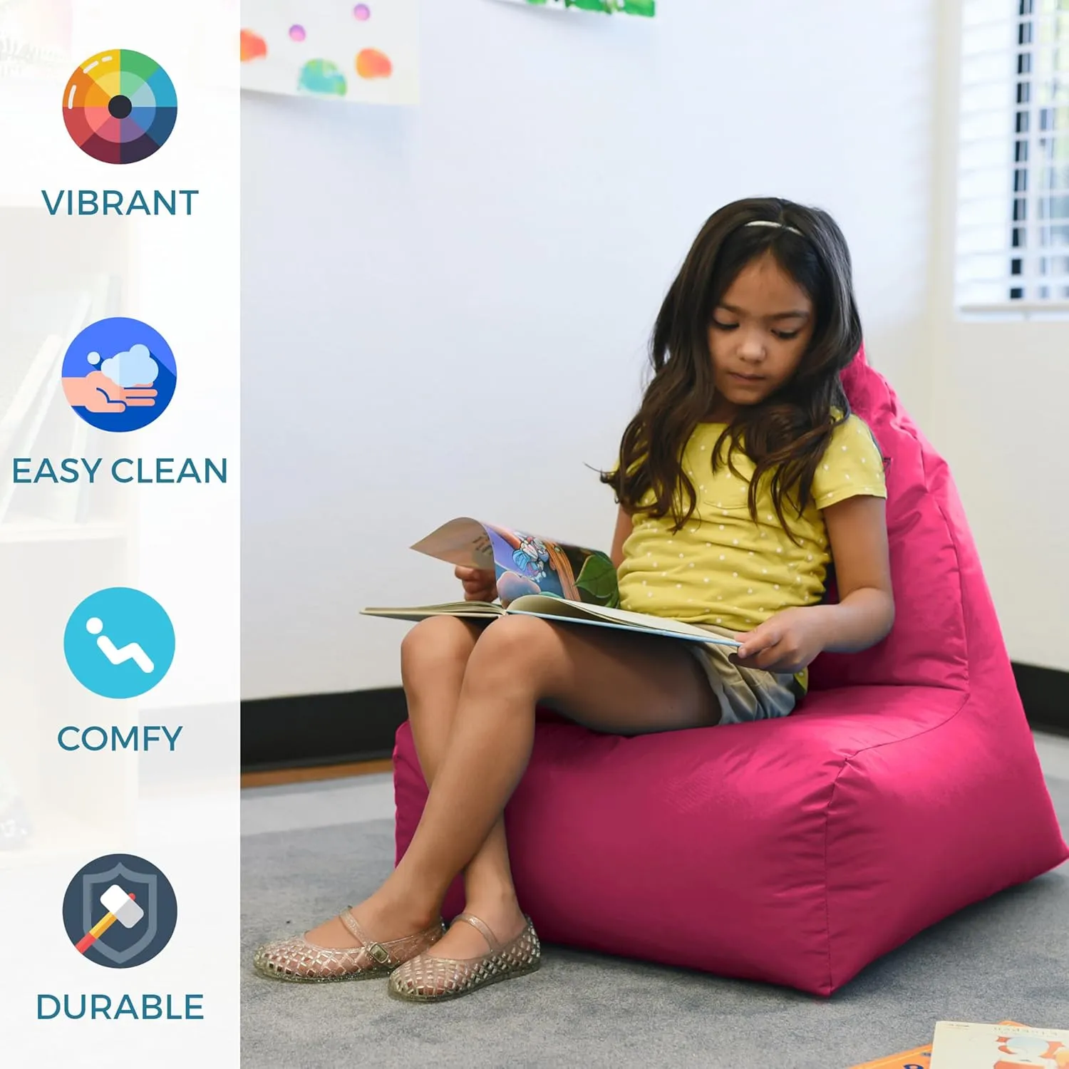 Factory Direct Partners 13302-RS Cali Alpine Sack Bean Bag Chair, Dirt-Resistant Coated Oxford Fabric - Raspberry (2-Pack)