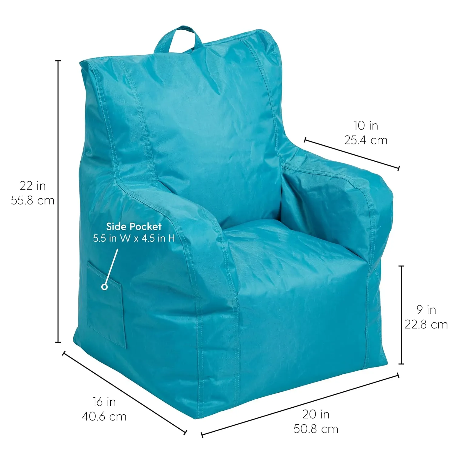 Factory Direct Partners 13303-AQ Cali Little Bear Sack Bean Bag Chair, Dirt-Resistant Coated Oxford Fabric - Aqua (2-Pack)