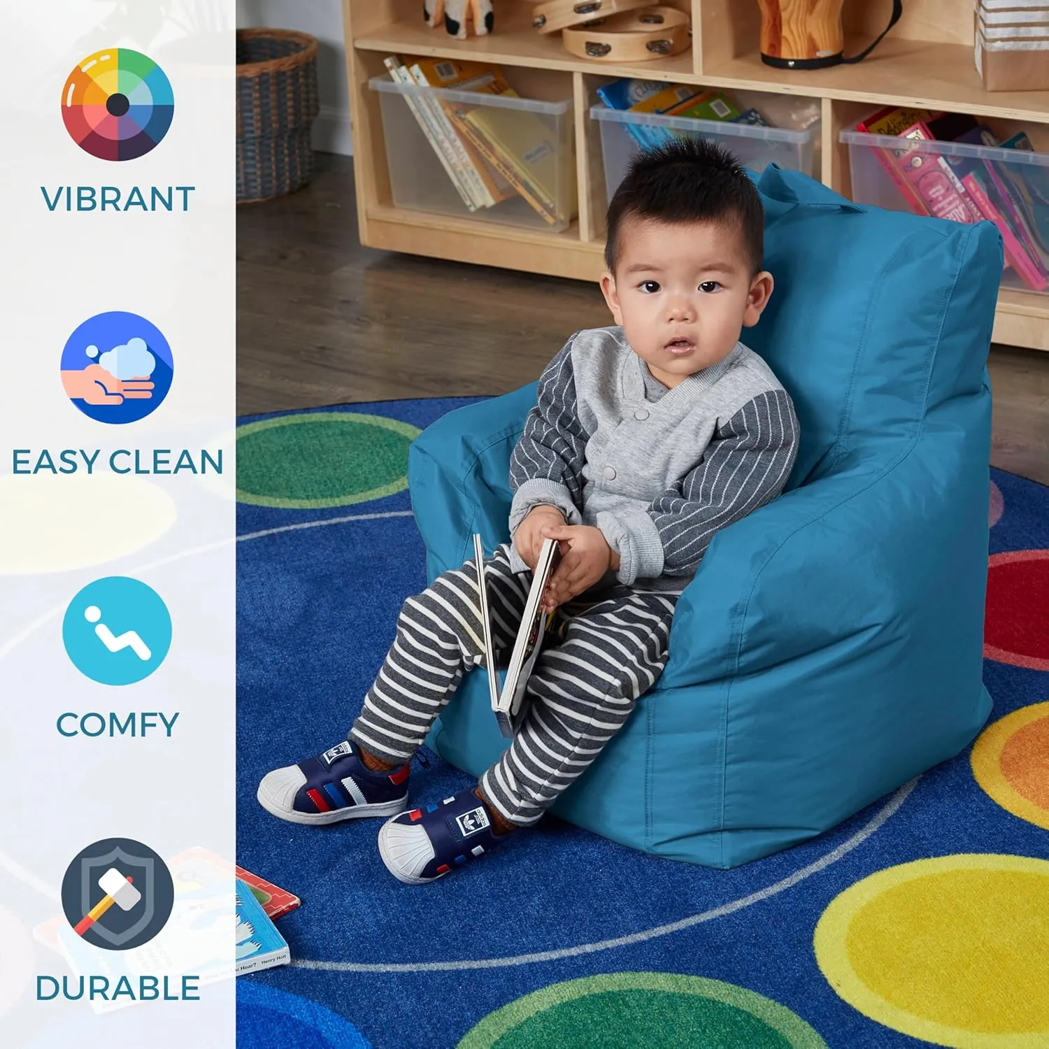 Factory Direct Partners 13303-AQ Cali Little Bear Sack Bean Bag Chair, Dirt-Resistant Coated Oxford Fabric - Aqua (2-Pack)