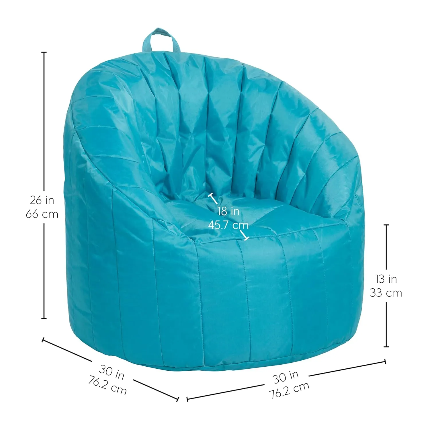 Factory Direct Partners Cali Seashell Bean Bag Chair, Durable Coated Oxford Nylon Cover, Flexible Seating for Kids, Teens, Adults; Sewn-in Handle for Easy Transport at Home or on Road - Aqua