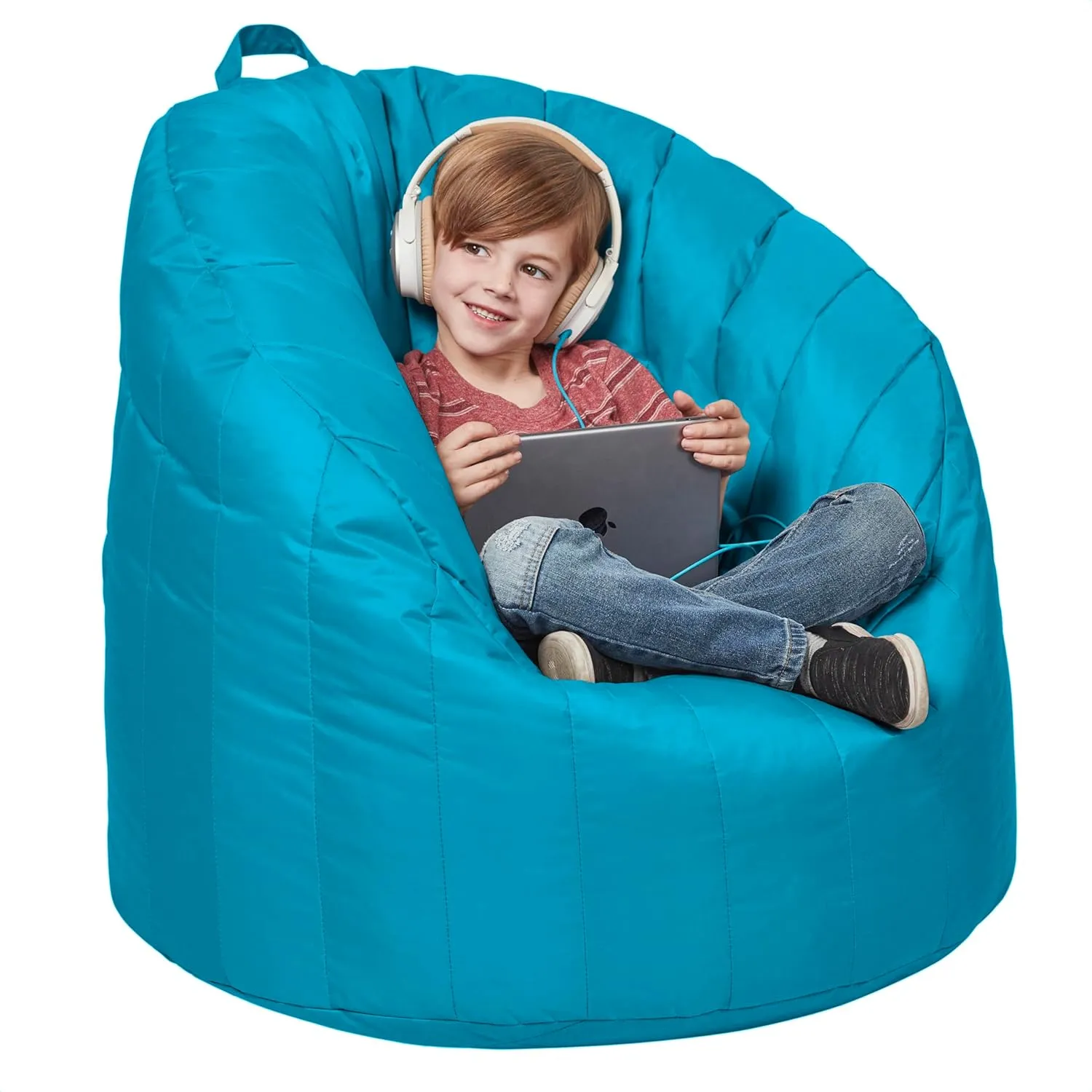 Factory Direct Partners Cali Seashell Bean Bag Chair, Durable Coated Oxford Nylon Cover, Flexible Seating for Kids, Teens, Adults; Sewn-in Handle for Easy Transport at Home or on Road - Aqua