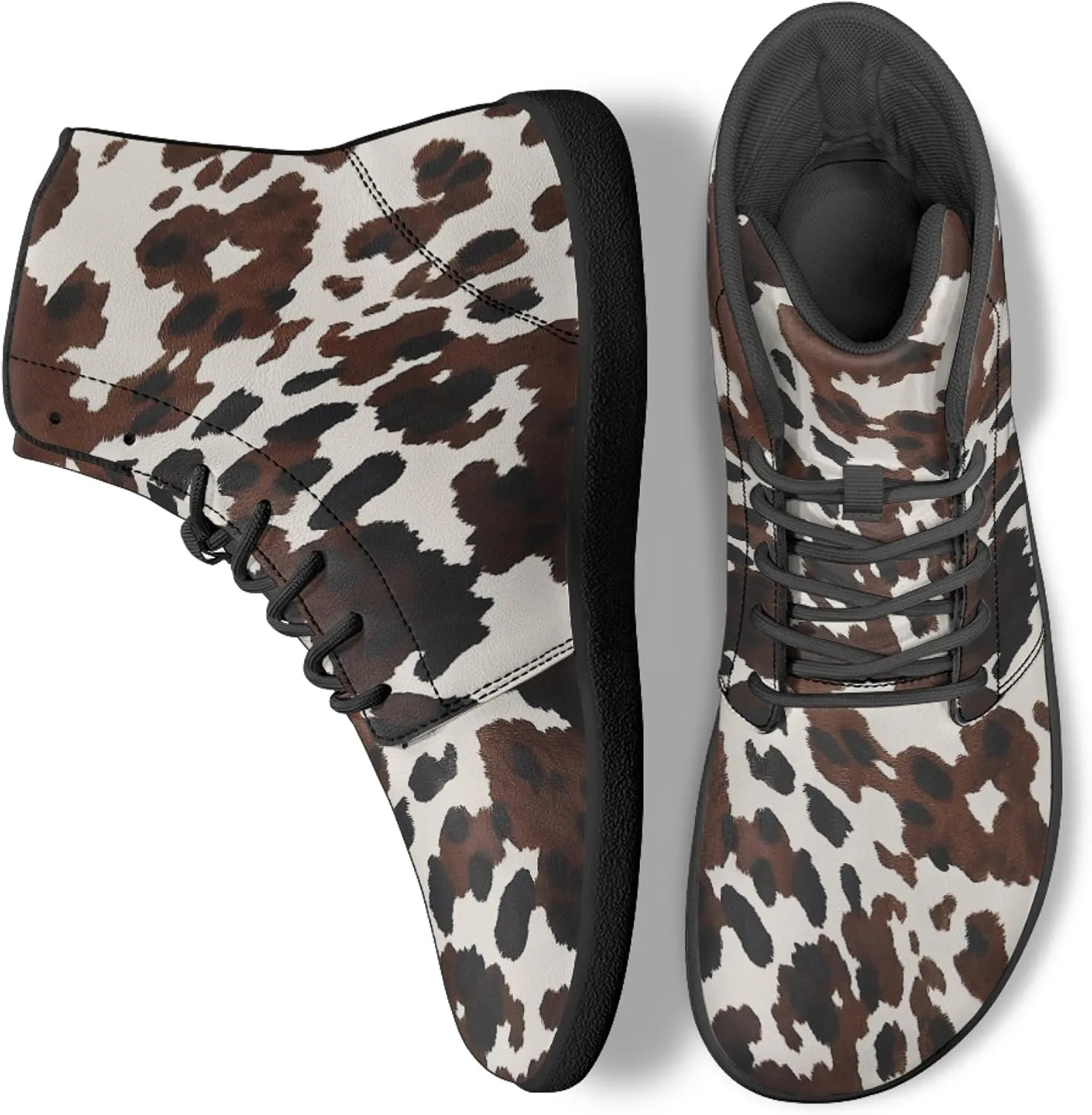 Fashion Print Womens Mens High Top Barefoot Sneakers Flat Shoes