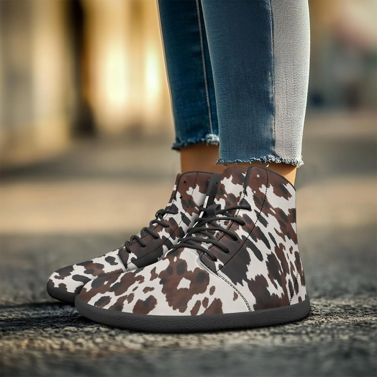 Fashion Print Womens Mens High Top Barefoot Sneakers Flat Shoes