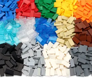 Feleph 1×2 Tile ×700 Parts and Pieces Flat Bricks, Multicolored Bulk Building Blocks for Smooth Surface Wall Floor, Toy Accessories Compatible with Major Brands