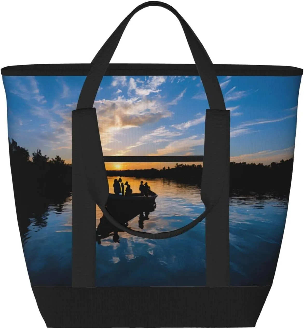 Fishing Scenic Large Capacity Insulated Single Shoulder Handbag, Waterproof, Sturdy And Durable