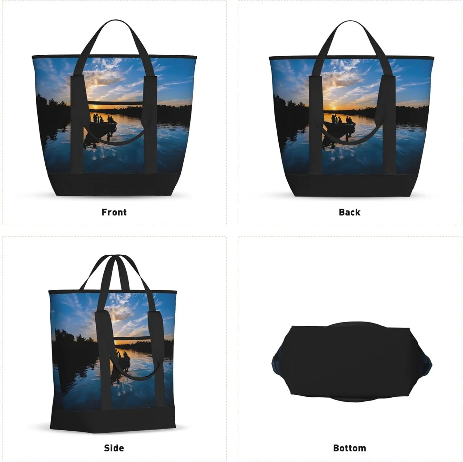 Fishing Scenic Large Capacity Insulated Single Shoulder Handbag, Waterproof, Sturdy And Durable