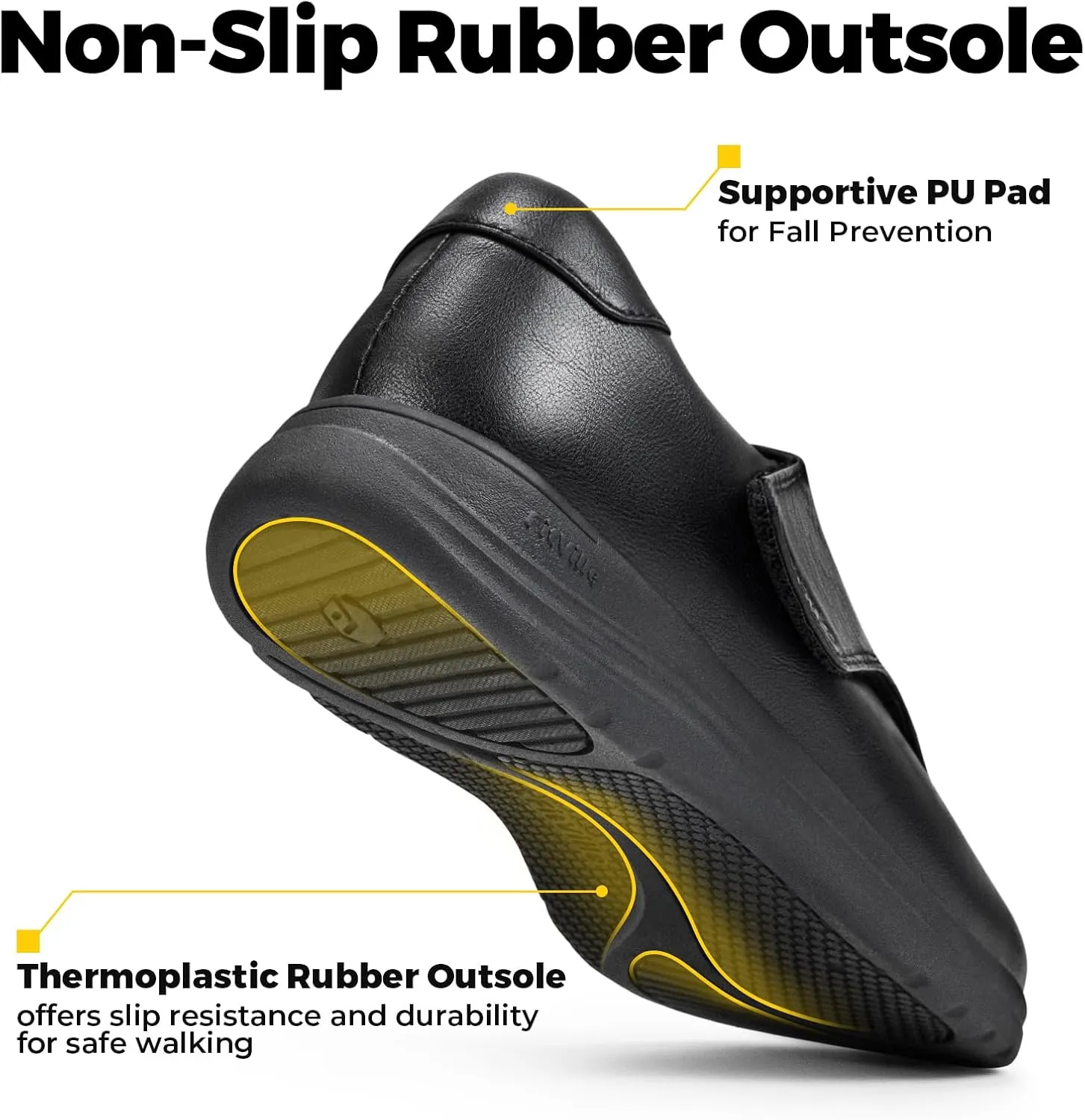 FitVille Diabetic Shoes for Women Slip On Classic Oxford Shoes Adjustable Strap Business Formal Dress Shoes PU Leather Loafers Edema Shoes Plantar Fasciitis Sneakers - EasyTop Dress Shoes V1