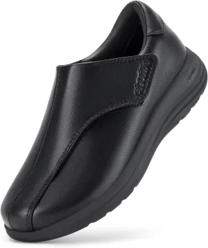 FitVille Diabetic Shoes for Women Slip On Classic Oxford Shoes Adjustable Strap Business Formal Dress Shoes PU Leather Loafers Edema Shoes Plantar Fasciitis Sneakers - EasyTop Dress Shoes V1