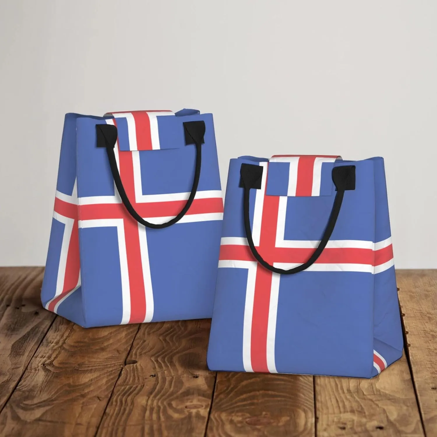 Flag Of Iceland Reusable Paper Bag For Office Workers, Suitable For Picnic, Travel, More