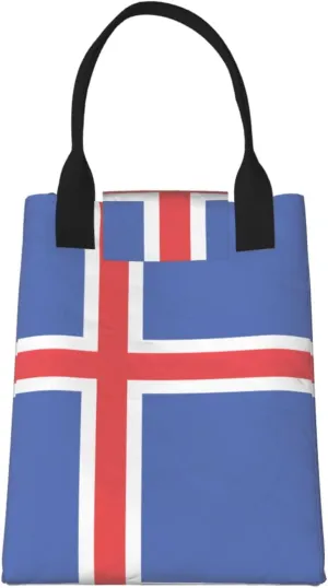 Flag Of Iceland Reusable Paper Bag For Office Workers, Suitable For Picnic, Travel, More