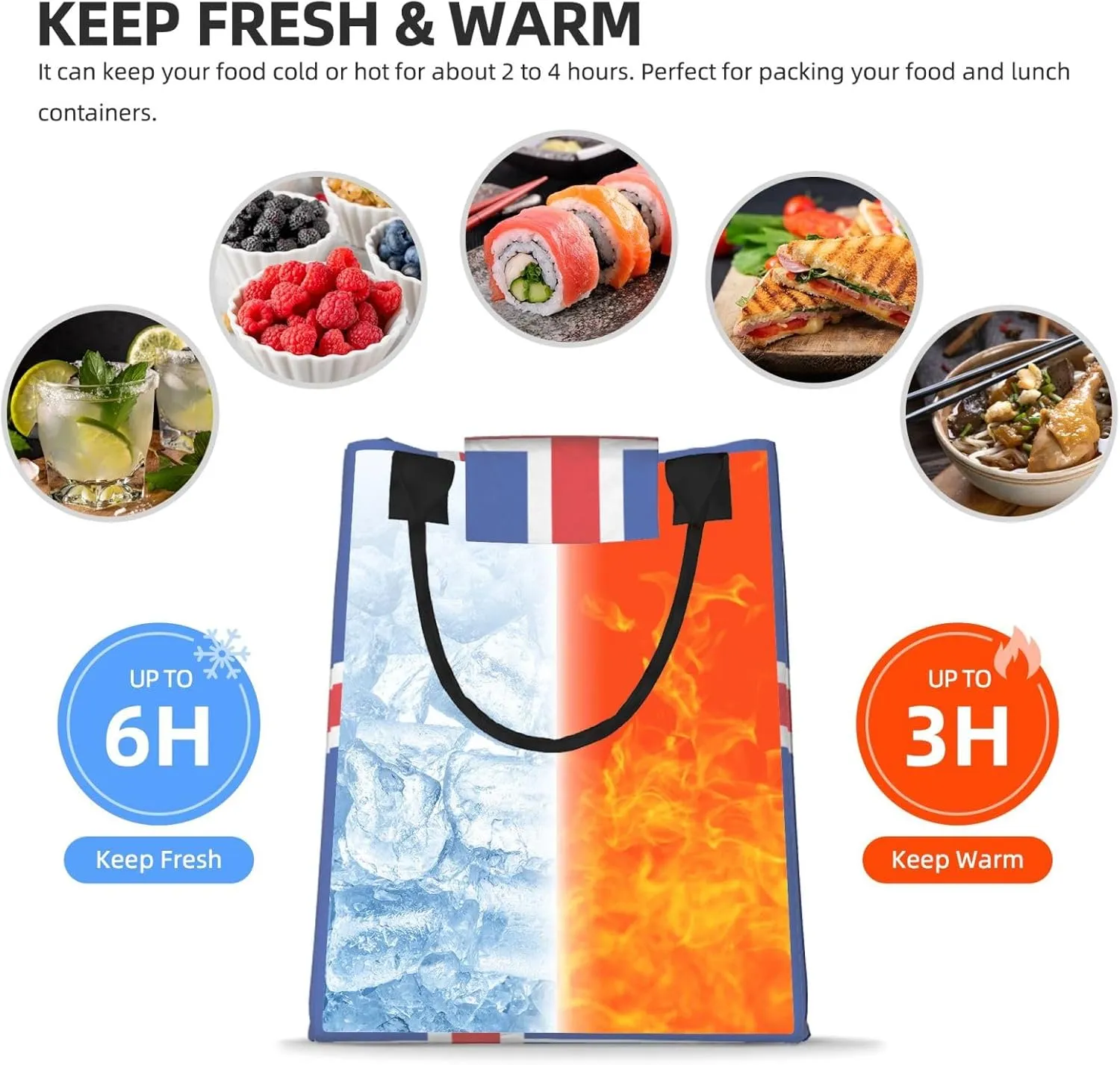 Flag Of Iceland Reusable Paper Bag For Office Workers, Suitable For Picnic, Travel, More