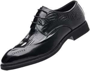 Formal Shoes for Men Men's Comfort Orthopedic Oxford Leather Dress Shoes Classic British Style Pointed Toe Brogue Flats Casual Business Formal & Wedding Shoes for Men