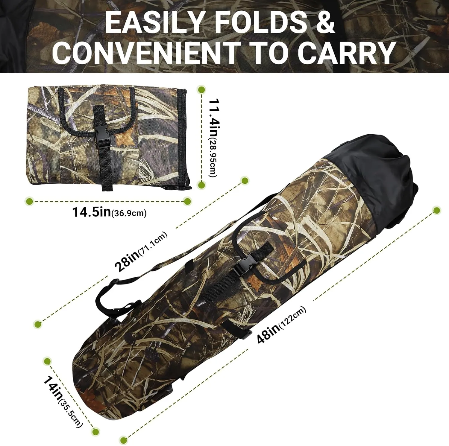 FOUUAAOOU Fishing Rod Bag, Fish Pole Case Bag with Durable Folding Oxford Fabric, Portable Fishing Gear for Men Fishing Gifts (Camouflage)