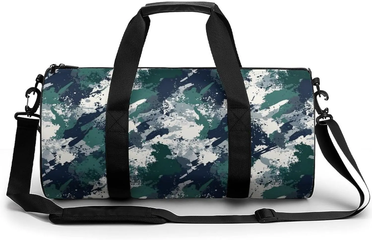 Gym Bag 17in for Men Women, Waterproof Foldable Sports Organizer, Durable Workout Travel Duffle Bag, Dynamic Spray Ink-258