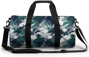Gym Bag 17in for Men Women, Waterproof Foldable Sports Organizer, Durable Workout Travel Duffle Bag, Dynamic Spray Ink-258