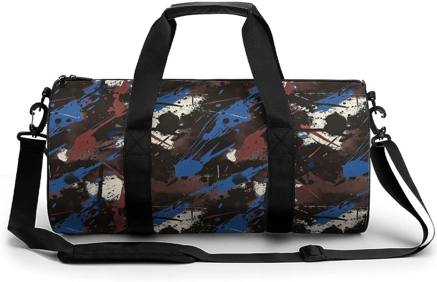 Gym Bag 17in for Men Women, Waterproof Foldable Sports Organizer, Durable Workout Travel Duffle Bag, Energetic Doodle Spray-306