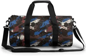 Gym Bag 17in for Men Women, Waterproof Foldable Sports Organizer, Durable Workout Travel Duffle Bag, Energetic Doodle Spray-306