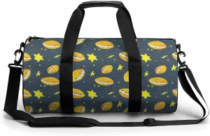 Gym Bag 17in for Men Women, Waterproof Foldable Sports Organizer, Durable Workout Travel Duffle Bag, Gridiron Sparks-42