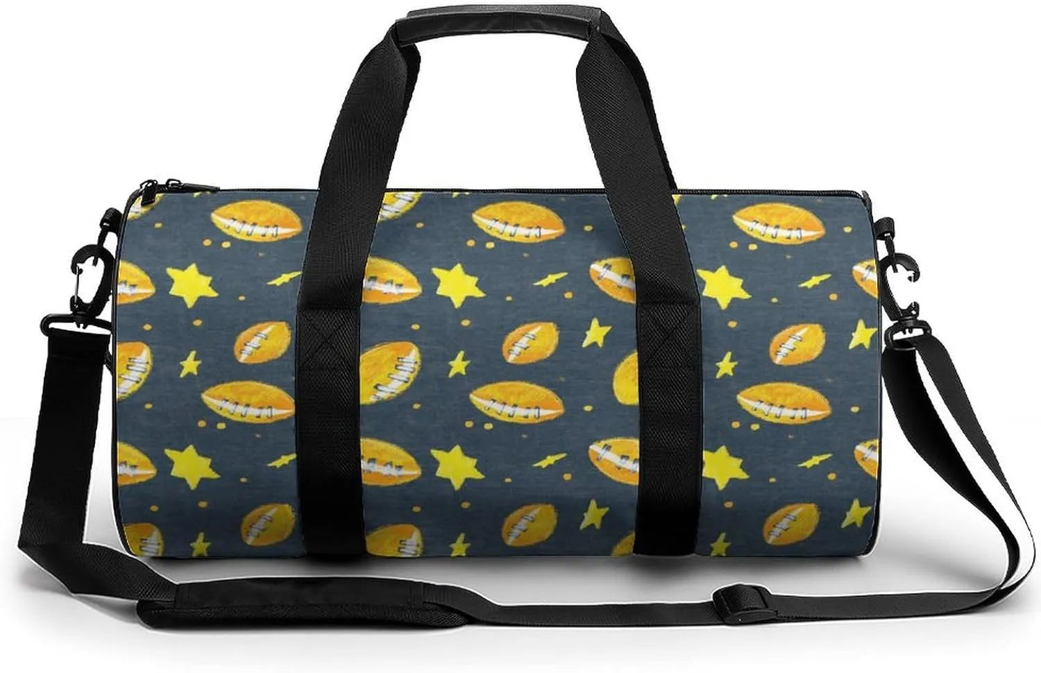 Gym Bag 17in for Men Women, Waterproof Foldable Sports Organizer, Durable Workout Travel Duffle Bag, Gridiron Sparks-42