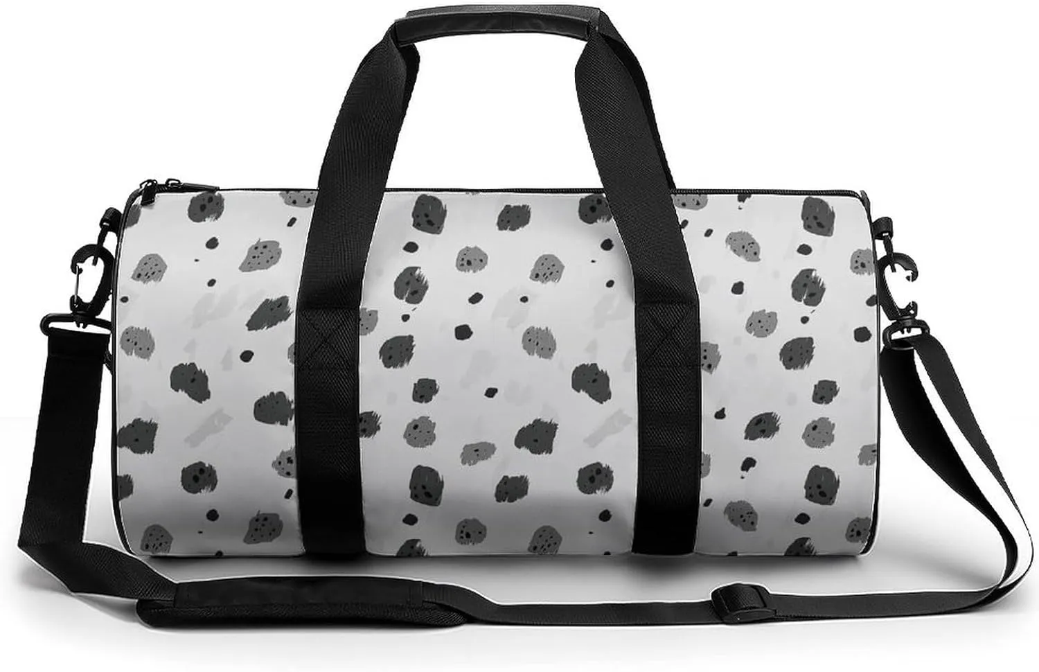 Gym Bag 17in for Men Women, Waterproof Foldable Sports Organizer, Durable Workout Travel Duffle Bag, Misty Gray Spots-140