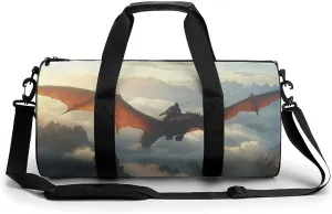 Gym Bag 17in for Men Women, Waterproof Foldable Sports Organizer, Durable Workout Travel Duffle Bag, Soaring Over Kingdoms-50
