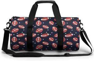 Gym Bag 17in for Men Women, Waterproof Foldable Sports Organizer, Durable Workout Travel Duffle Bag, USA Football Repetition Design-143