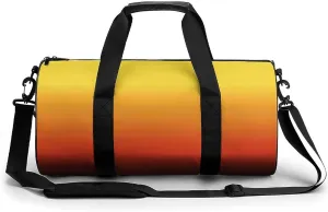 Gym Bag 17in for Men Women, Waterproof Foldable Sports Organizer, Durable Workout Travel Duffle Bag, Warm Horizon Gradient-1614