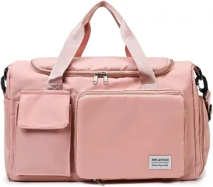 Gym Bags - 35L Travel Duffle Bag,Fitness Bag,Waterproof Weekender Bag with Shoe Compartment & Wet Pocket,Overnight Bag Carry on Bag Gym Tote Bag for Travel, Workout, Sport(Pink)