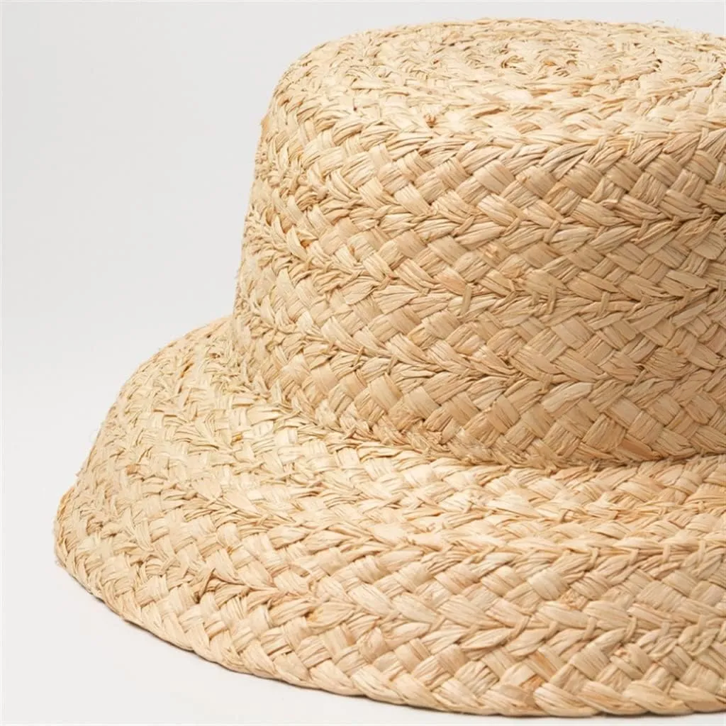 Hand-Woven Raffia Vintage Flat Top Under The Folded Brim Hat Sun Protection Vacation