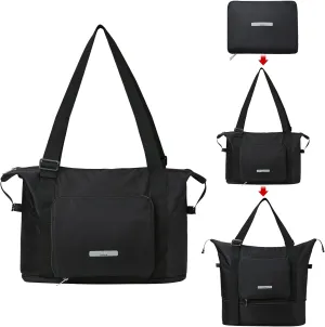 Hanke Expandable Foldable Travel Duffel Bag Collapsible Carry On Bag with Luggage Strap for Airplanes, Hydro-Resistant Weekender Overnight Bag Fits for Men Women