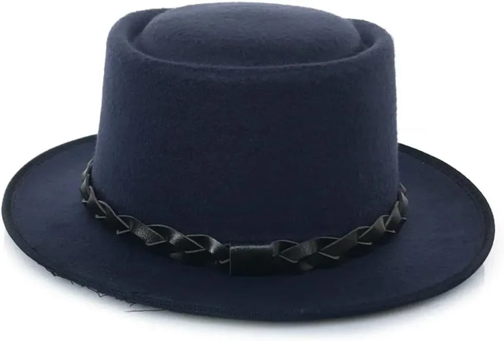 Hats Flat Top Hat Wool Felt Hat Up Jazz Hat Belt Top (6 6 7/8one size7 1/8)