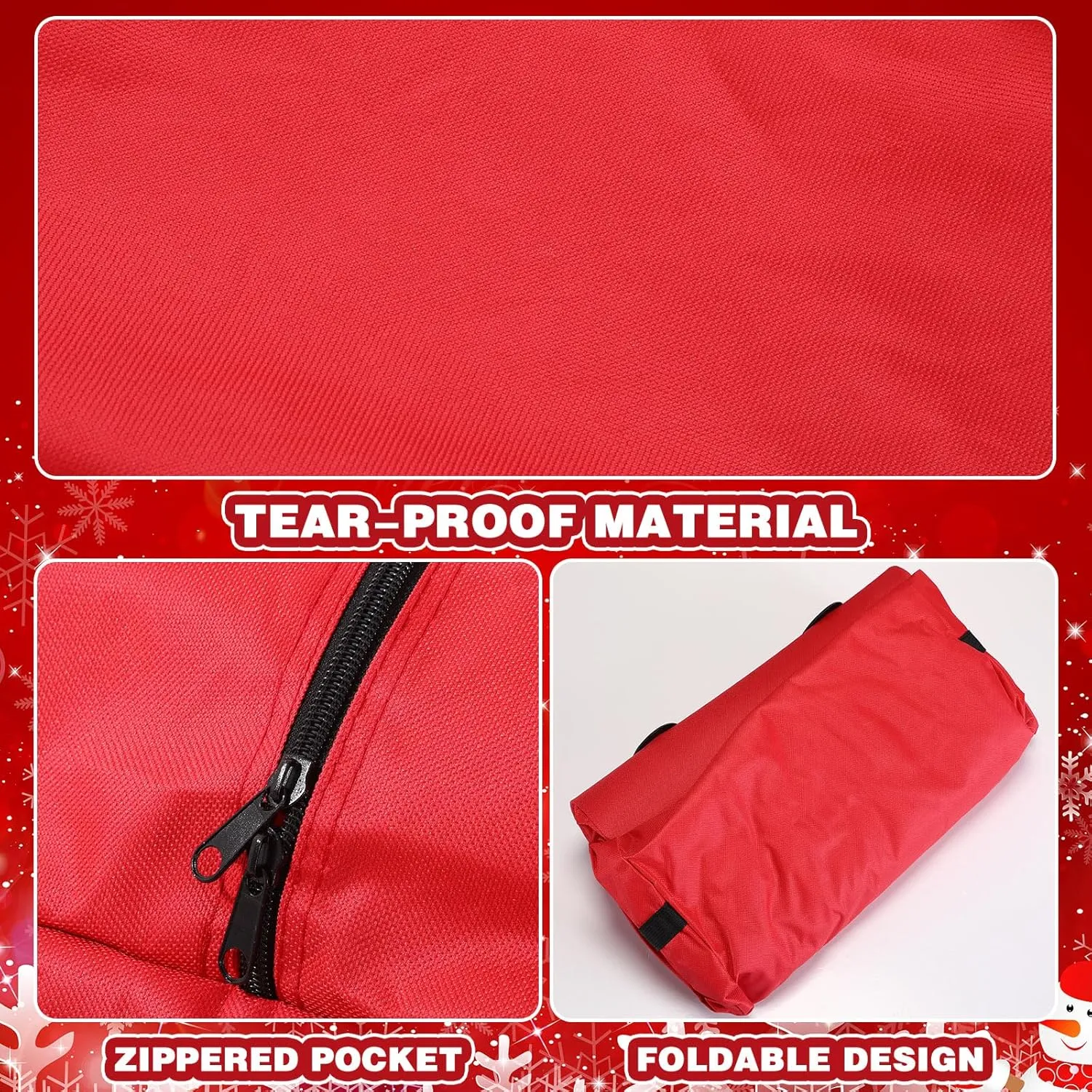 Heavy Duty Christmas Tree Storage Bag - 900d Oxford Fabric with Wheels and Reinforced Handles, Durable Storage Box for Disassembled Holiday Trees(7.5 ft,Red)