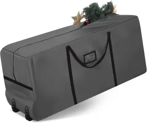 Heavy Duty Christmas Tree Storage Bag - 900d Oxford Fabric with Wheels and Reinforced Handles, Durable Storage Box for Disassembled Holiday Trees(7.5ft,Grey)