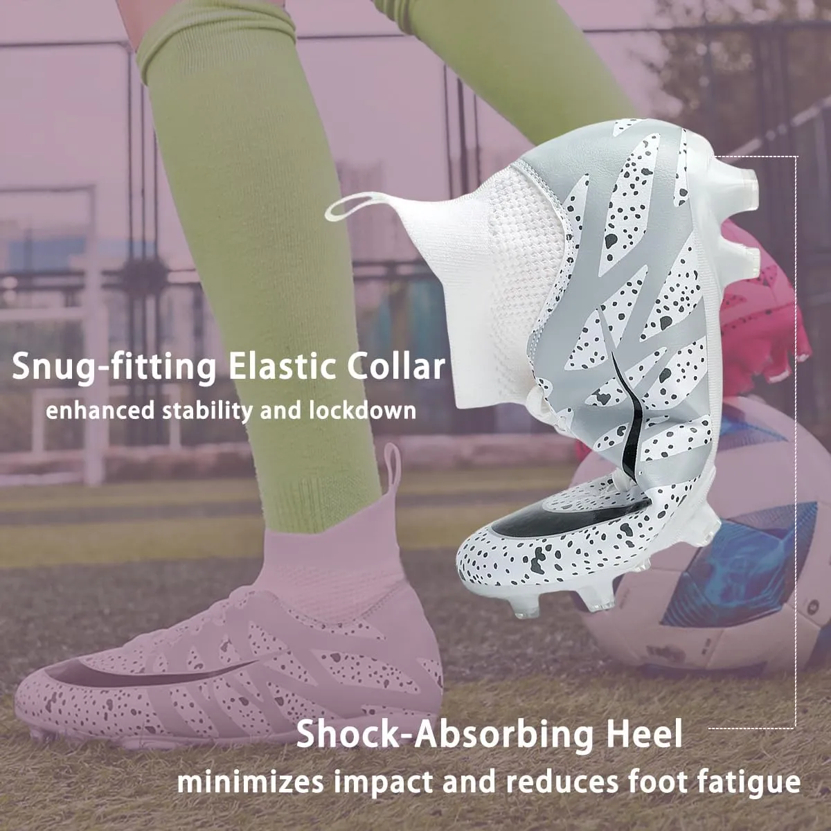 HESBITEUL Soccer Cleats for Mens Womens Youth FG Football Boots Outdoor Breathable Training Sneaker Shoes