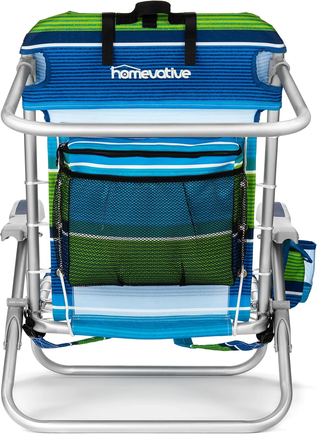 Homevative Backpack Fold-Up Beach Chair, 5 Positions, Towel bar, Cooler, Storage Pouch, Cup Holder and Phone Pocket