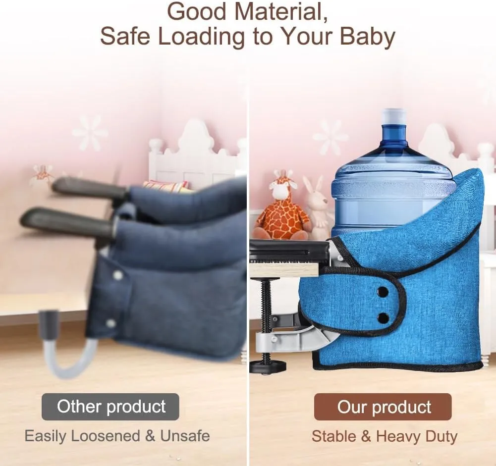 Hook On Chair,Clip on High Chair, Fold-Flat Storage Portable Baby Feeding Seat, High Load Design, Attach to Fast Table Chair Removable Seat for Home and Travel(Bright Blue)