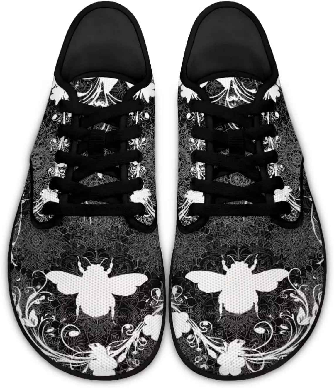 Howilath Mandala Animal Lace up Barefoot Shoes Running Sneakers Casual Sport Flat Shoes with Anti-Slip Sole