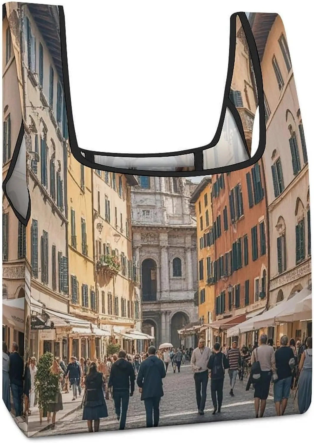 Italian Architecture Tote Bag Reusable Shopping Handbag Washable Foldable Grocery Tote for Picnic Shopping