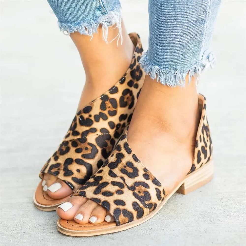 JITUUE Flat Sandals for Women Open Toe Slip on Low Heel Shoes Dress Gladiator Side Cutout Ankle Slides Summer