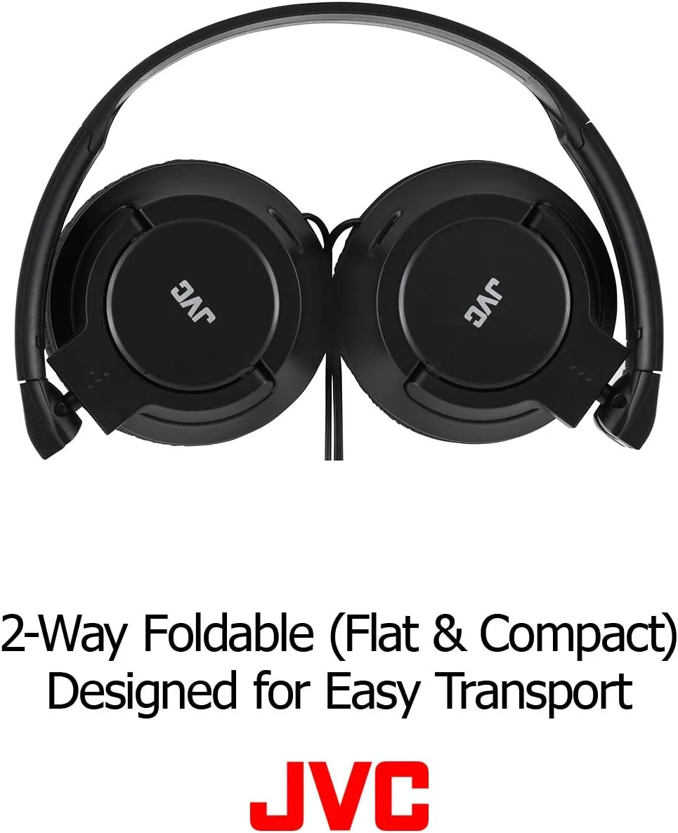 JVC Lightweight Flat Foldable On Ear Colorful Lightweight Foldable Headband with Mic, Blue (HASR185A)