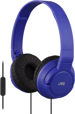 JVC Lightweight Flat Foldable On Ear Colorful Lightweight Foldable Headband with Mic, Blue (HASR185A)