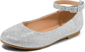K KomForme Girl's Ballerina Flat Ankle Strap Dress Ballet Flat Shoes（Toddler/Little Kid/Big Kid）