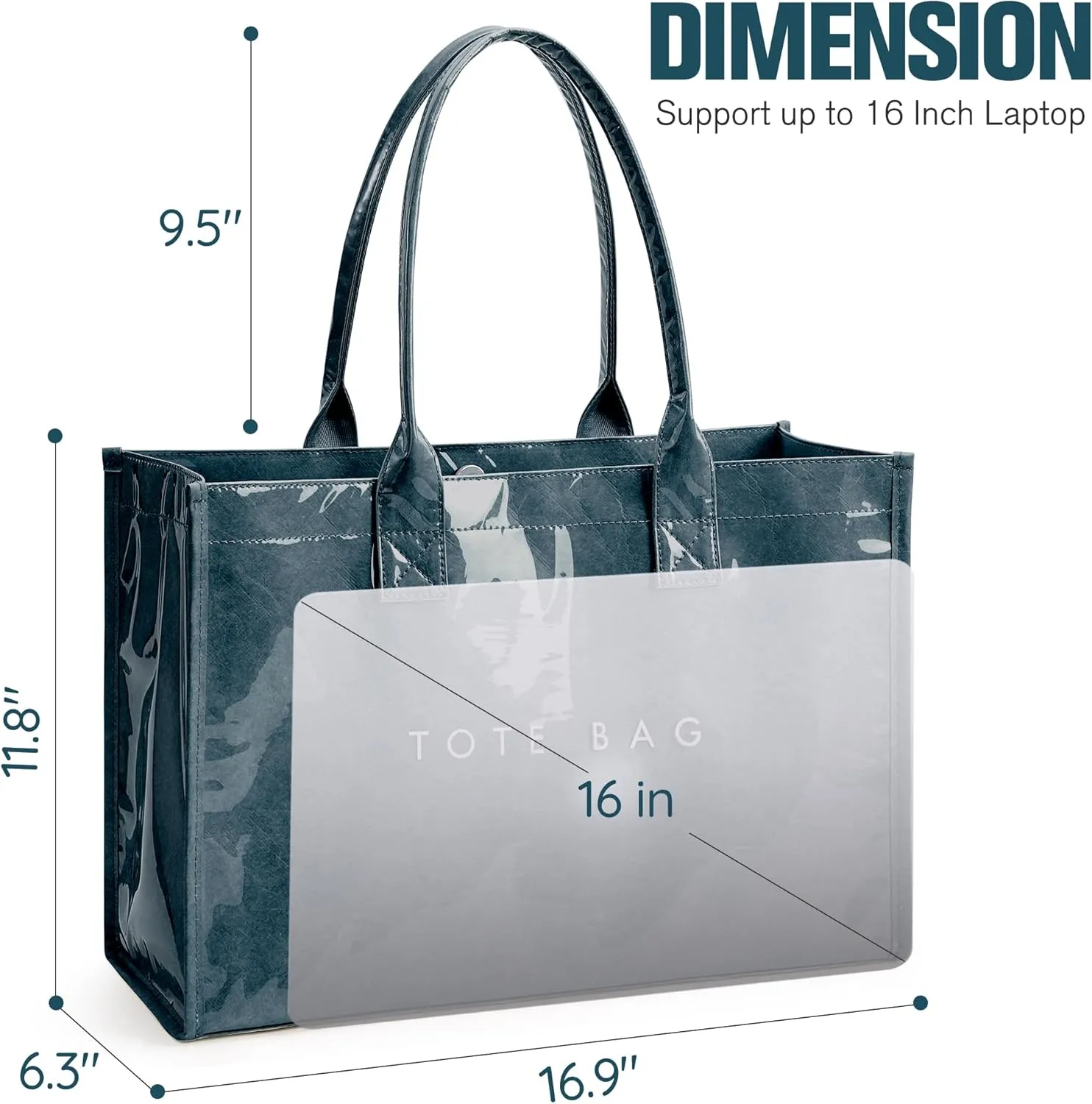 KALIDI PVC Tote Bag Women’s Kraft Paper Work Handbags Purses with Top Handle