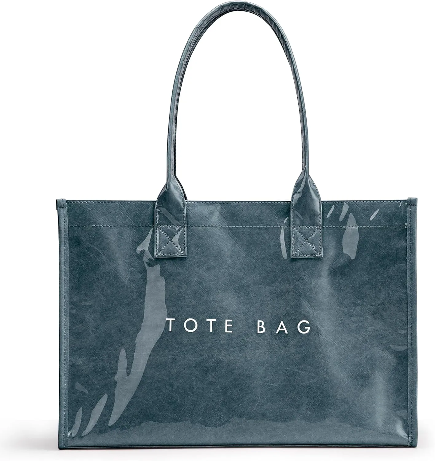 KALIDI PVC Tote Bag Women’s Kraft Paper Work Handbags Purses with Top Handle