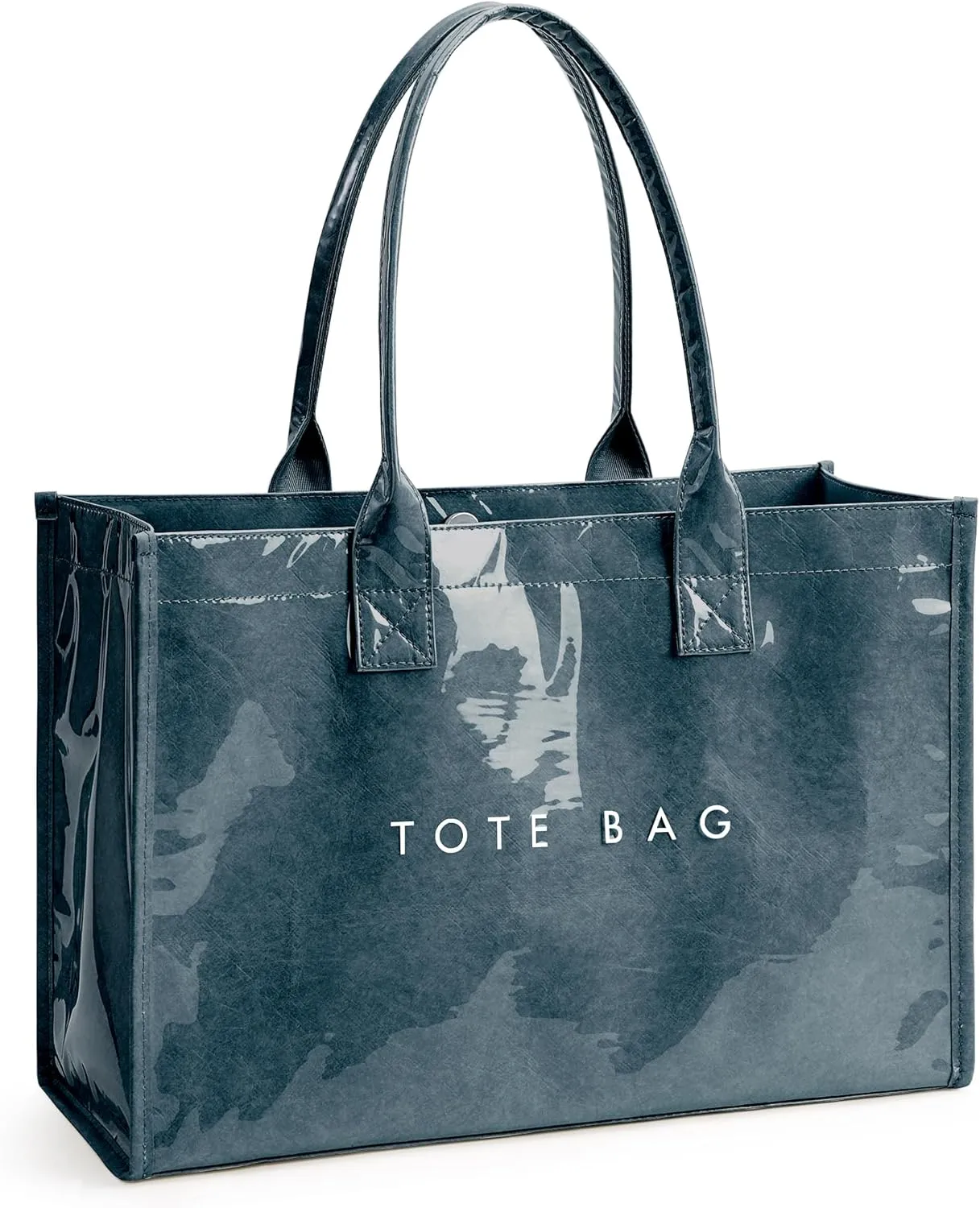 KALIDI PVC Tote Bag Women’s Kraft Paper Work Handbags Purses with Top Handle