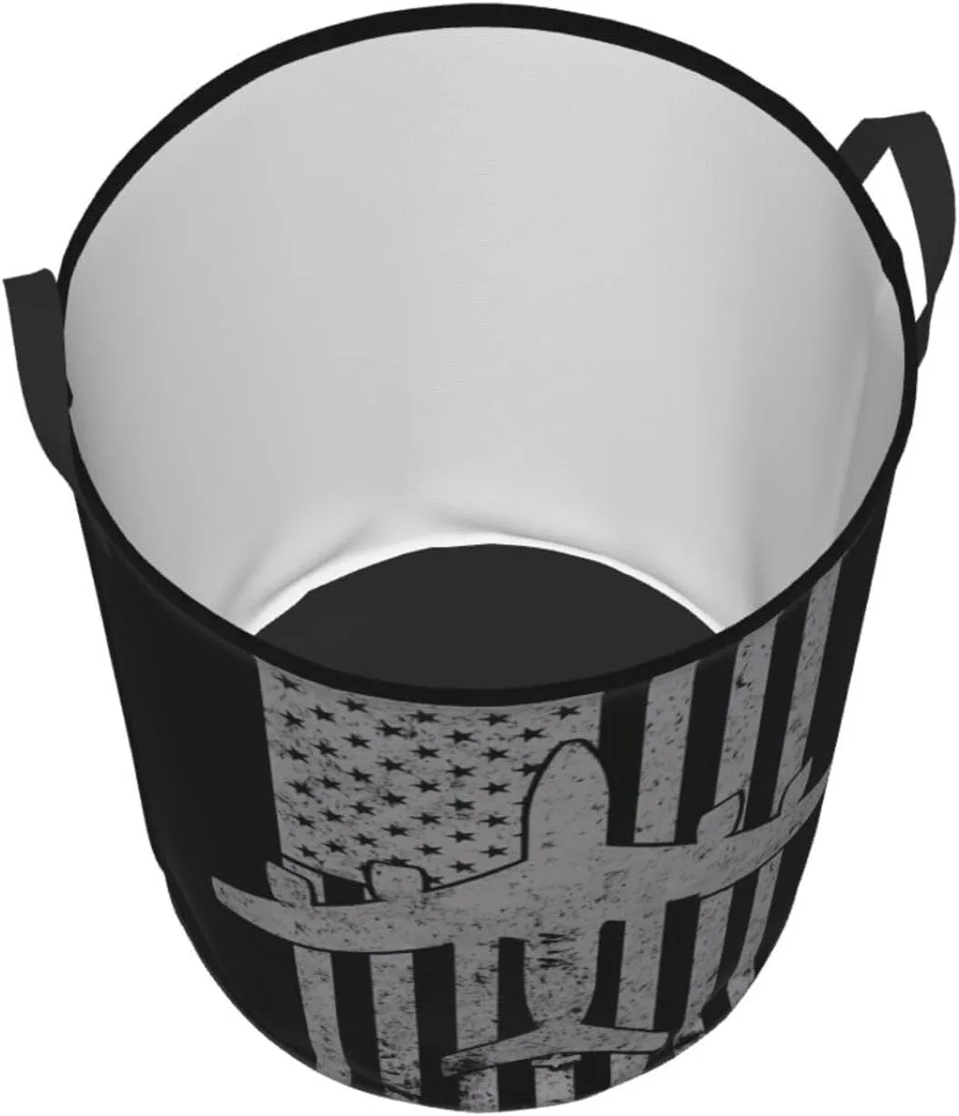 KC-135 Stratotanker Military Tanker Aircraft Vintage Flag Hamper Round Dirty Clothes Basket Circular Laundry Bag Storage basket Medium