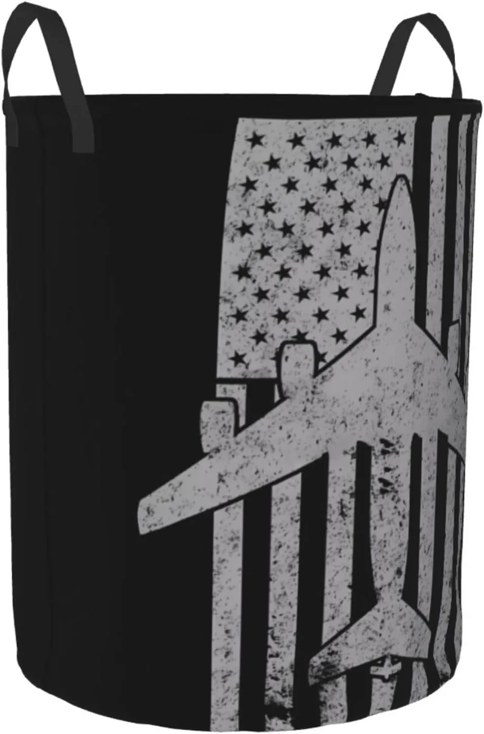 KC-135 Stratotanker Military Tanker Aircraft Vintage Flag Hamper Round Dirty Clothes Basket Circular Laundry Bag Storage basket Medium