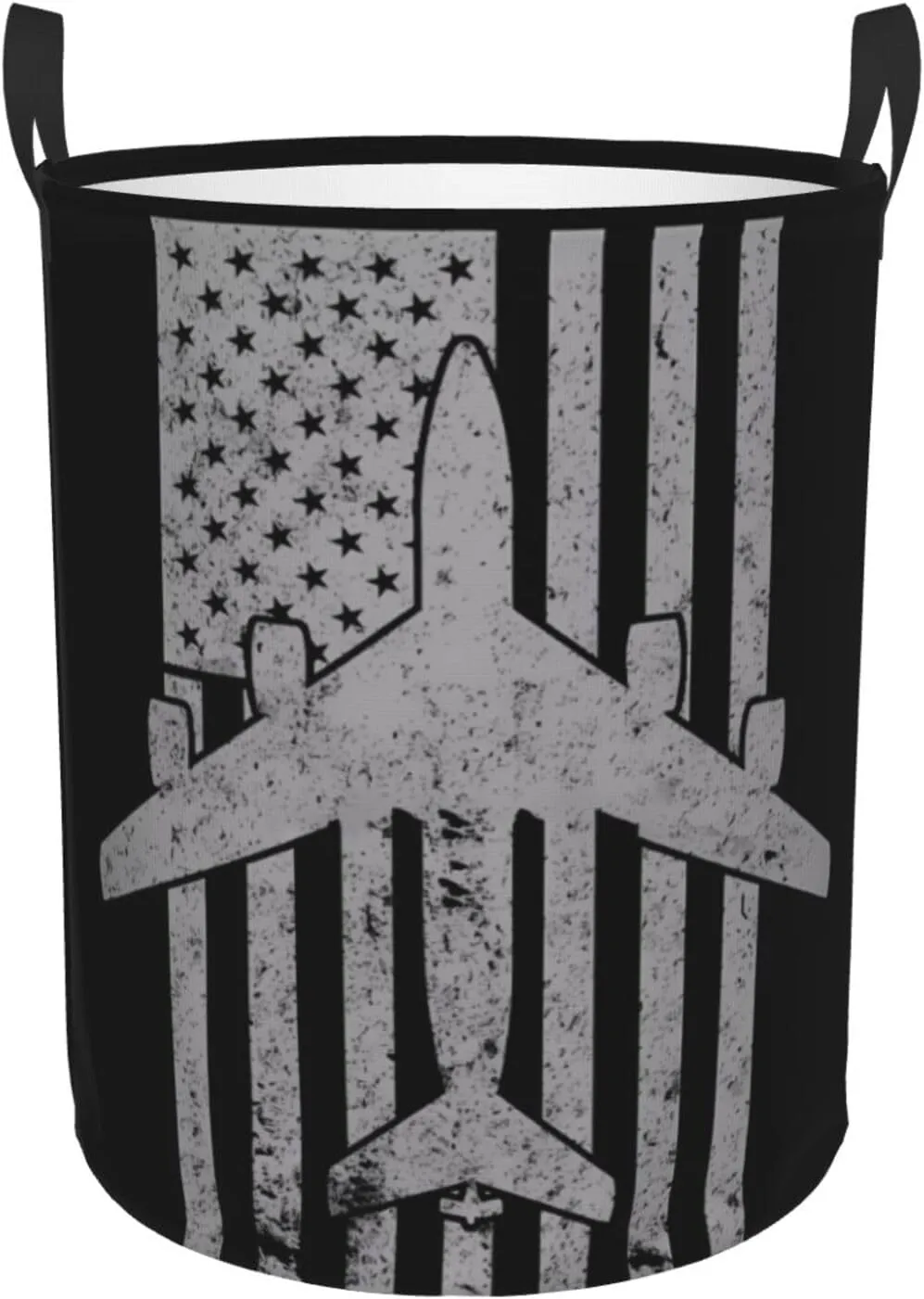 KC-135 Stratotanker Military Tanker Aircraft Vintage Flag Hamper Round Dirty Clothes Basket Circular Laundry Bag Storage basket Medium